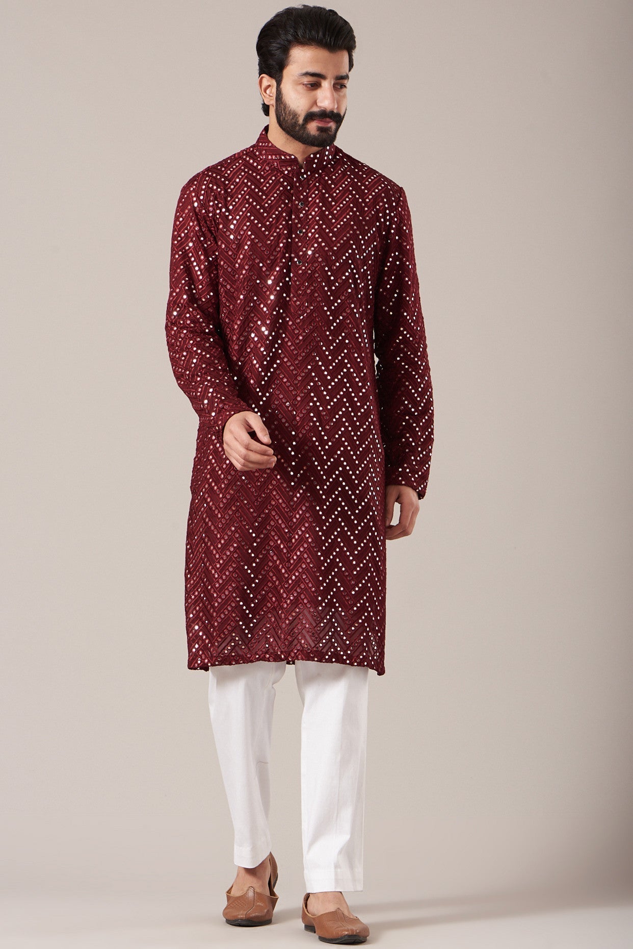 Maroon Georgette Kurta - kasbahmen