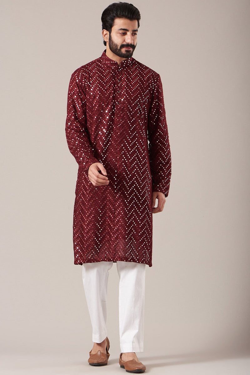 Maroon Georgette Kurta