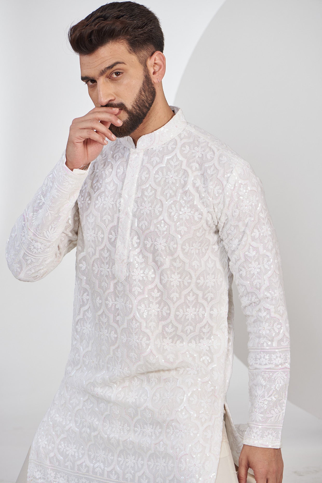 White multi sequins kurta - kasbahmen