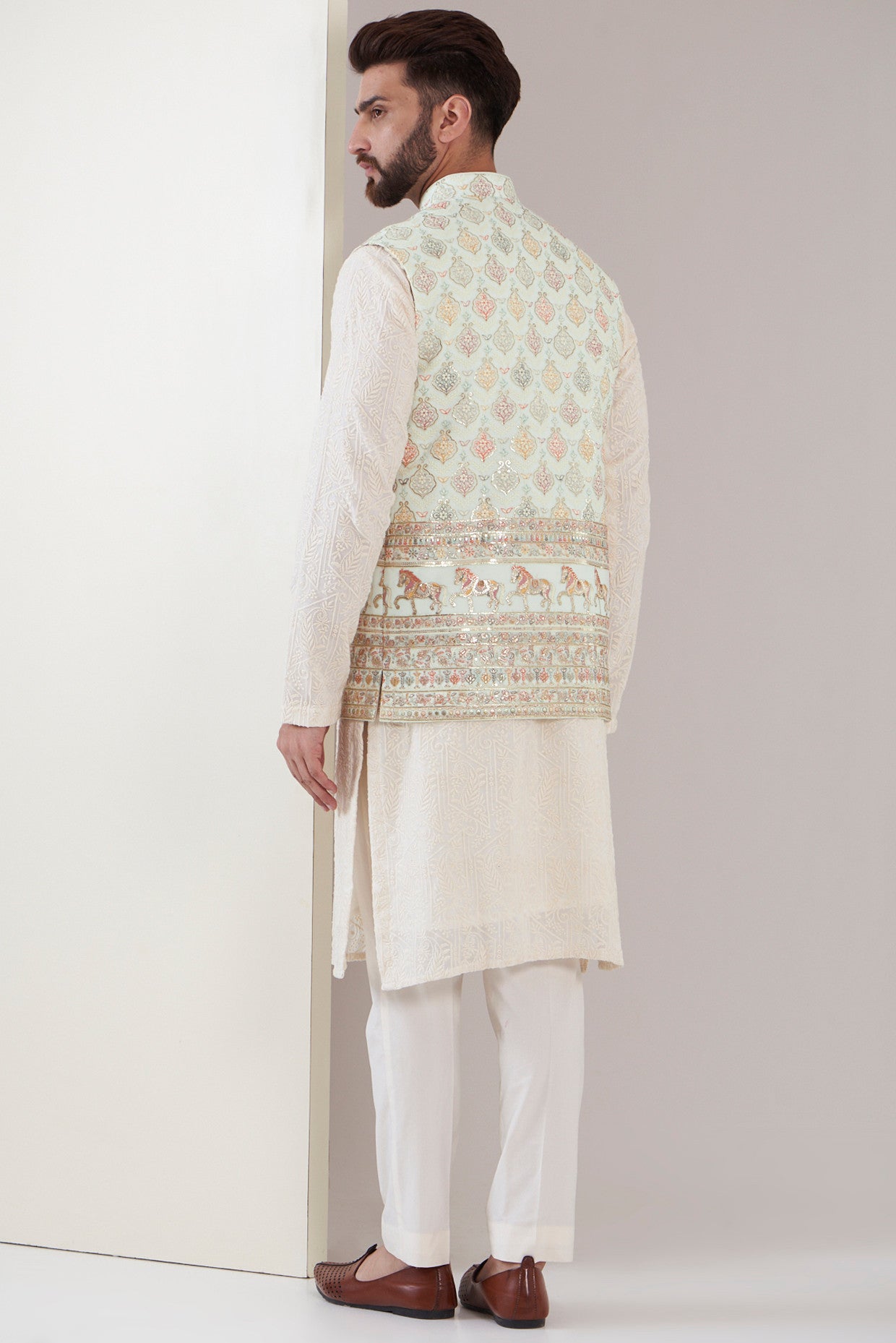 Powder Blue Nehru Jacket - kasbahmen