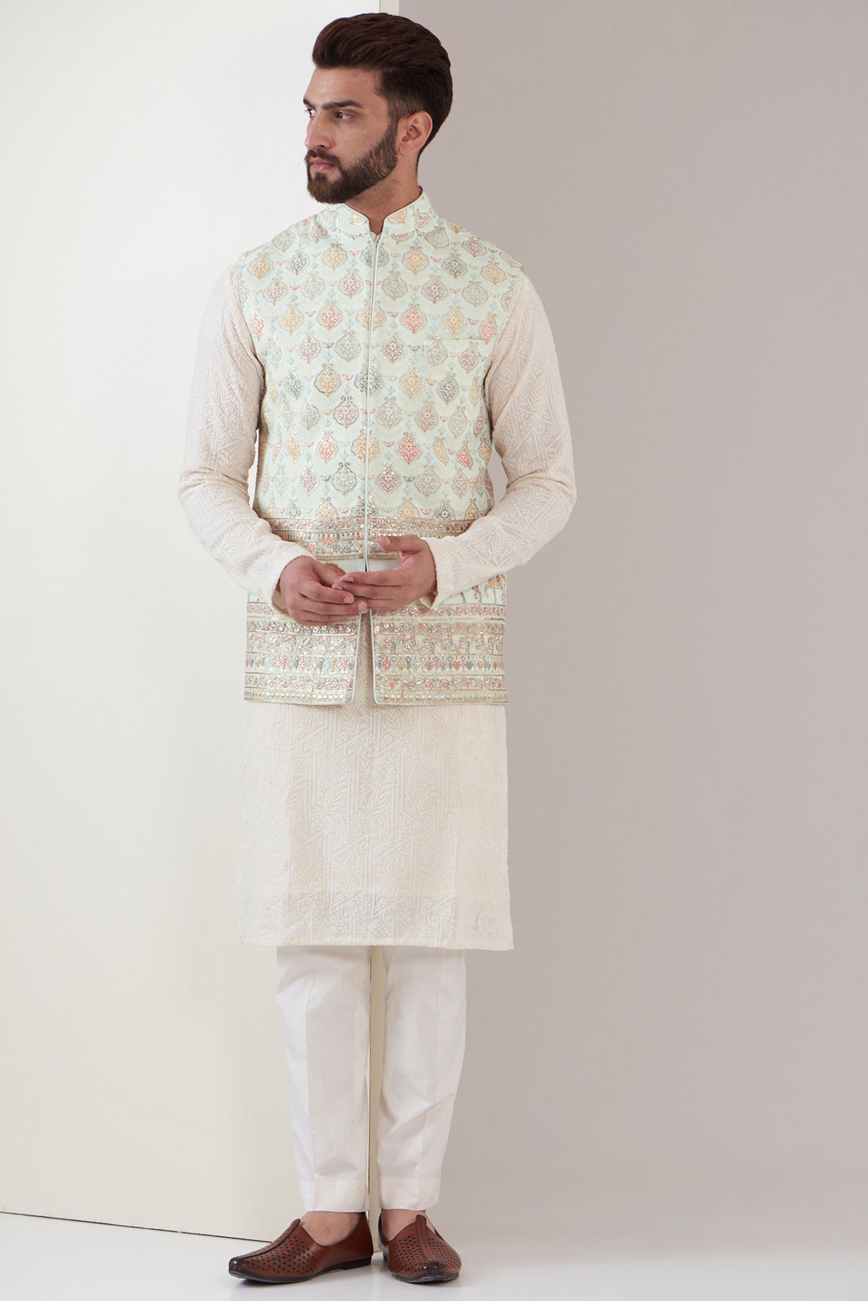 Powder Blue Nehru Jacket - kasbahmen