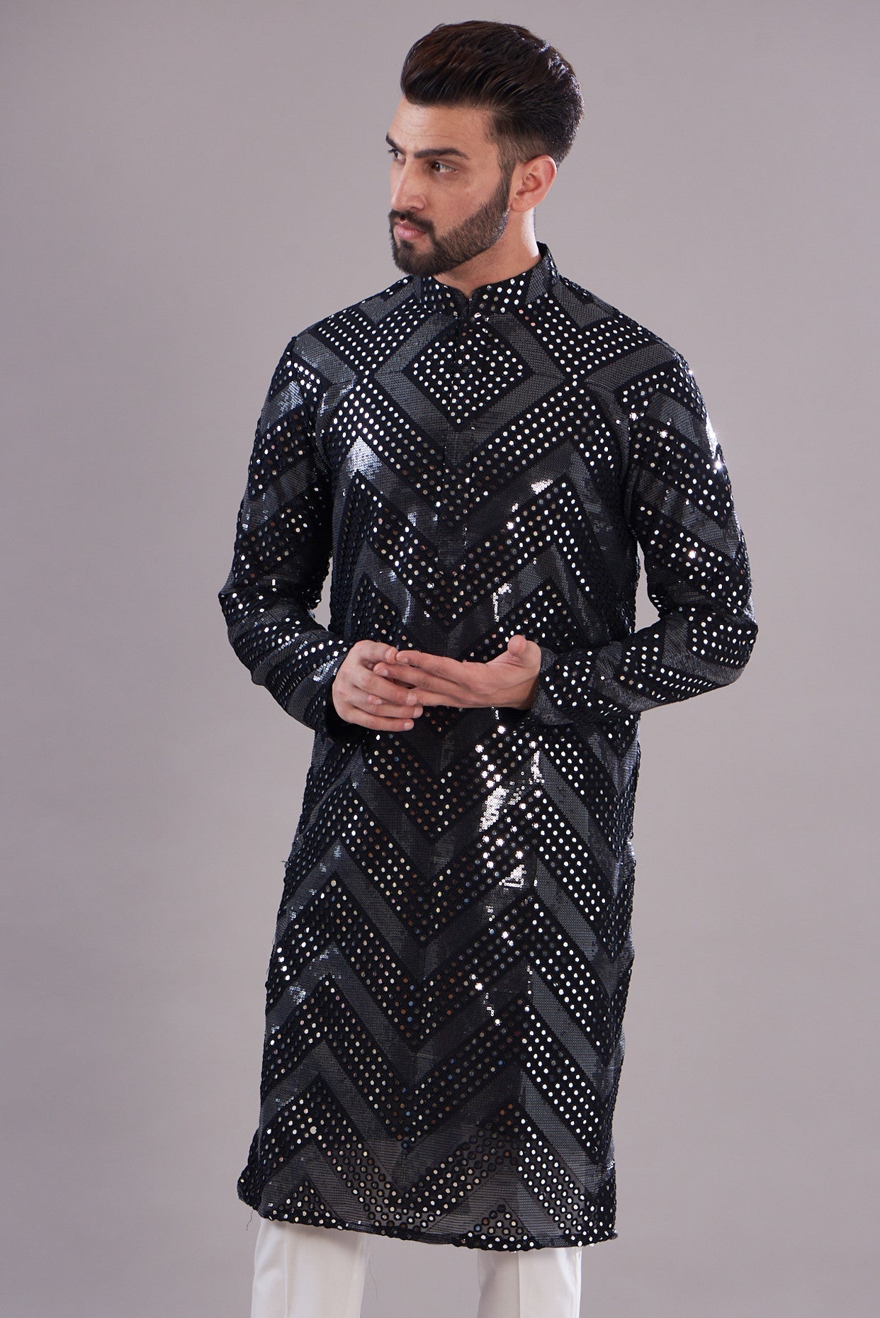 Black mirror work kurta - kasbahmen