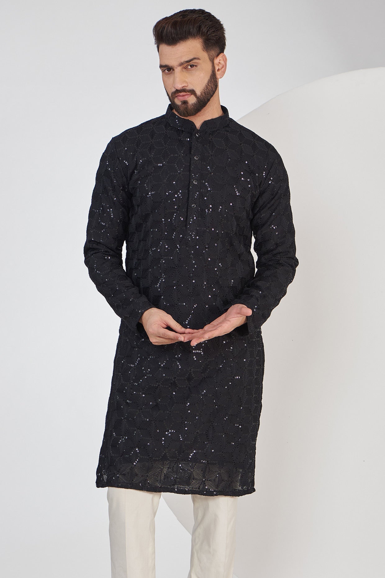 Black Chikankari Kurta - kasbahmen