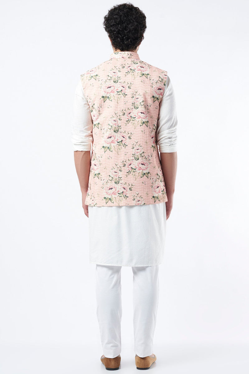 Blush Pink Silk Bundi Jacket - kasbahmen