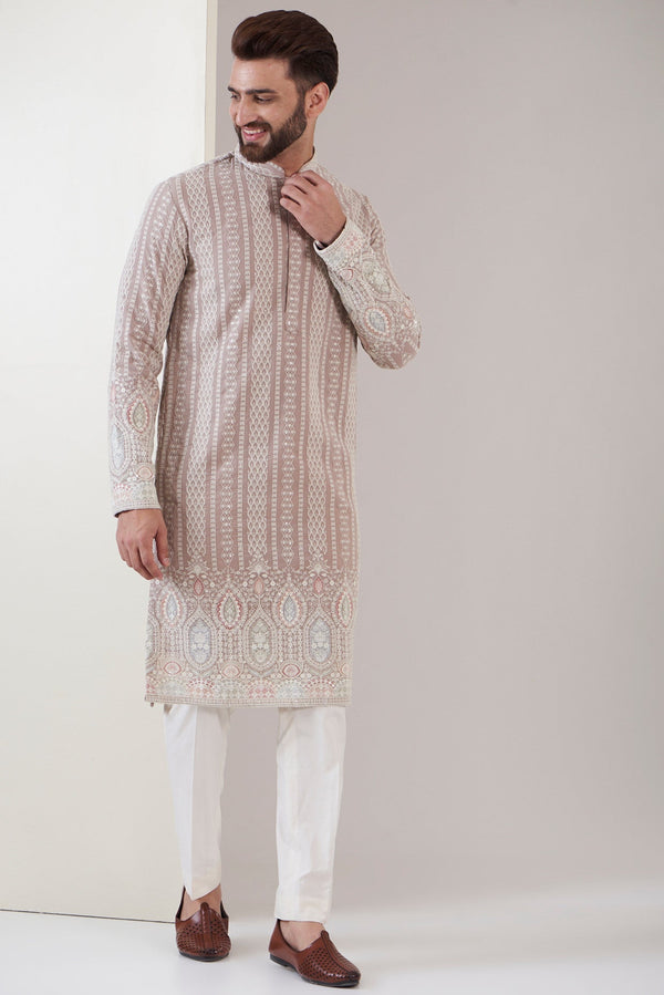 Onion pink chikankari Kurta - kasbahmen