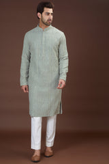 Slate grey chikankari kurta - kasbahmen