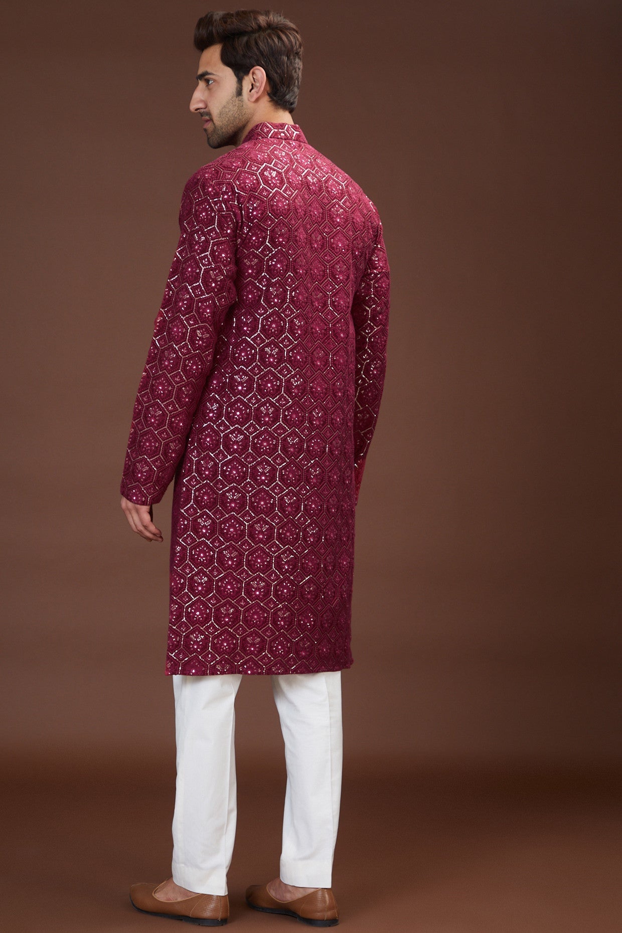 Light maroon embrodried kurta - kasbahmen