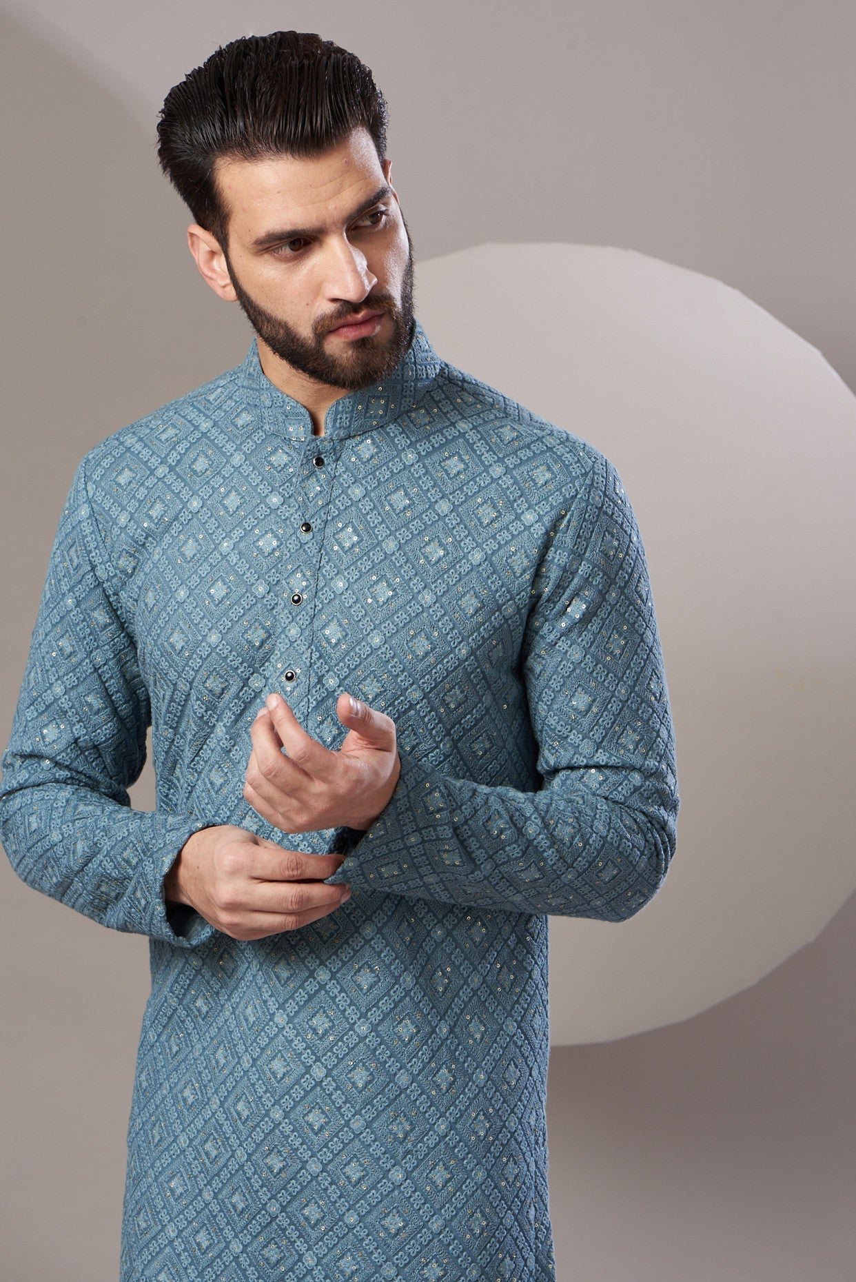 Formal teal blue chikankari kurta - kasbahmen