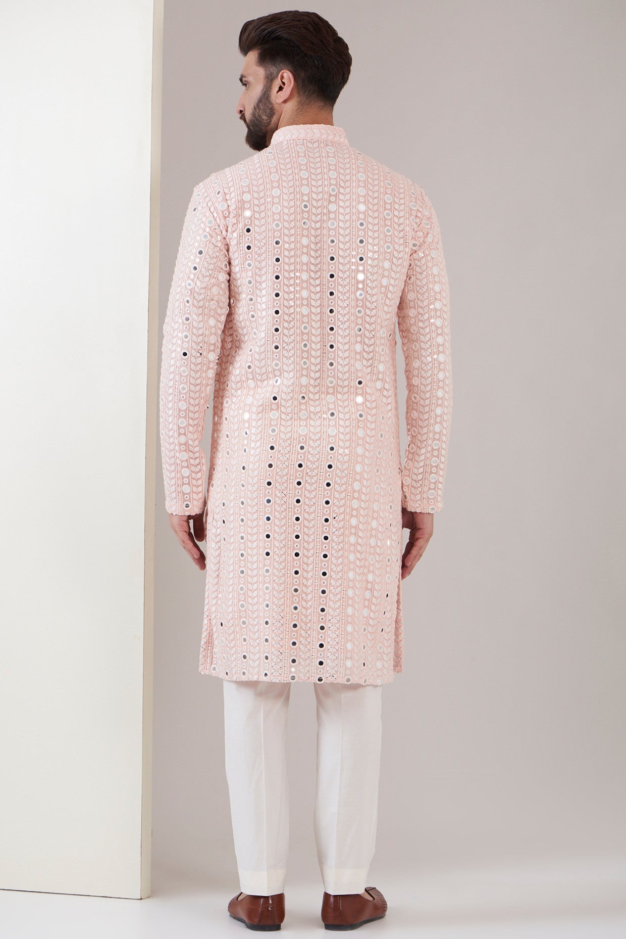 Powder pink mirror work kurta - kasbahmen