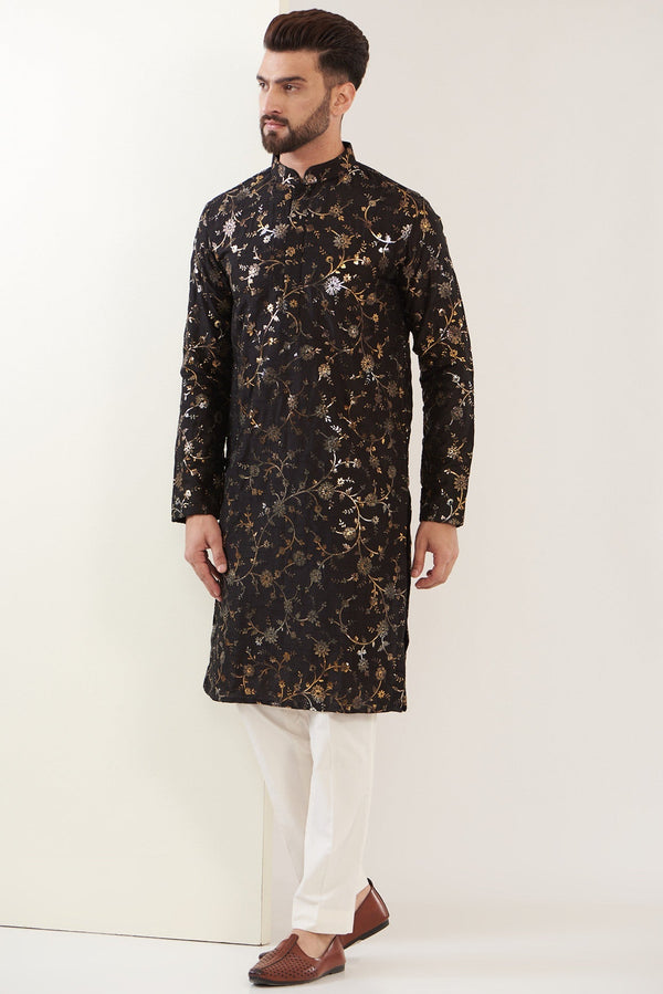 Black Embroidred Kurta - kasbahmen