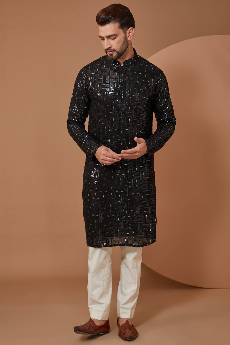 Black Sequened Kurta - kasbahmen