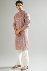 Mud Pink Floral Embroidered Kurta