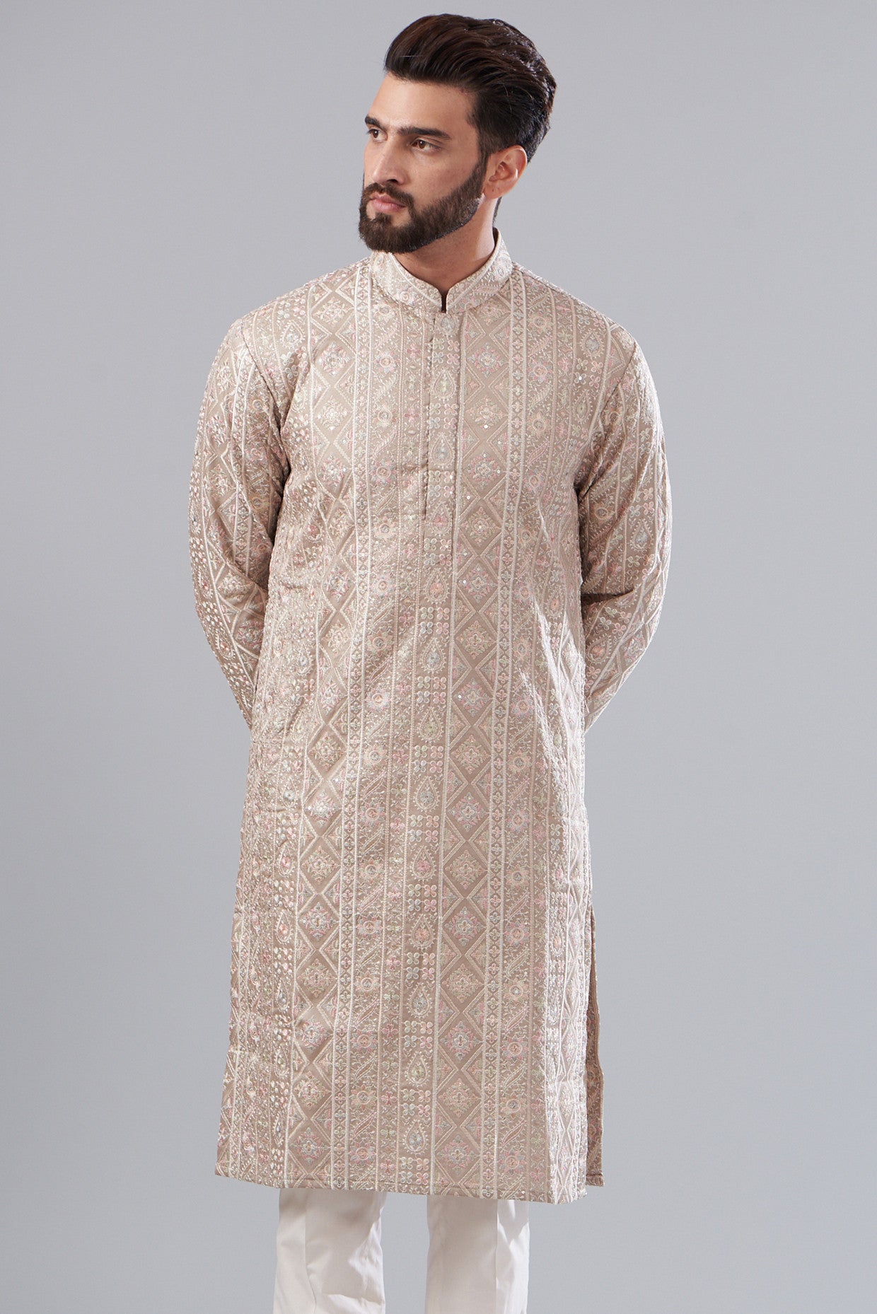 Nude embrodried kurta - kasbahmen