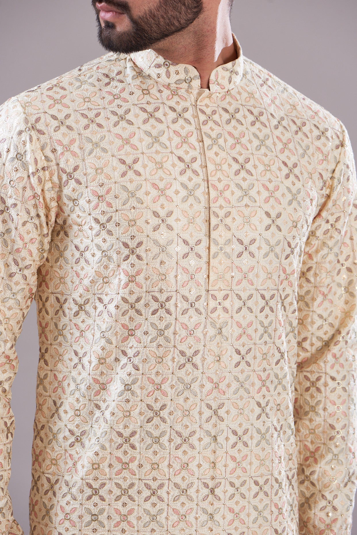 Ivory threadwork kurta - kasbahmen