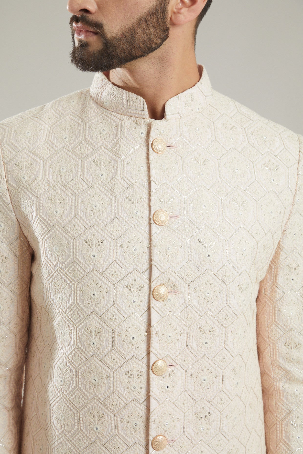 Blush Pink Silk Indo Western Jacket - kasbahmen