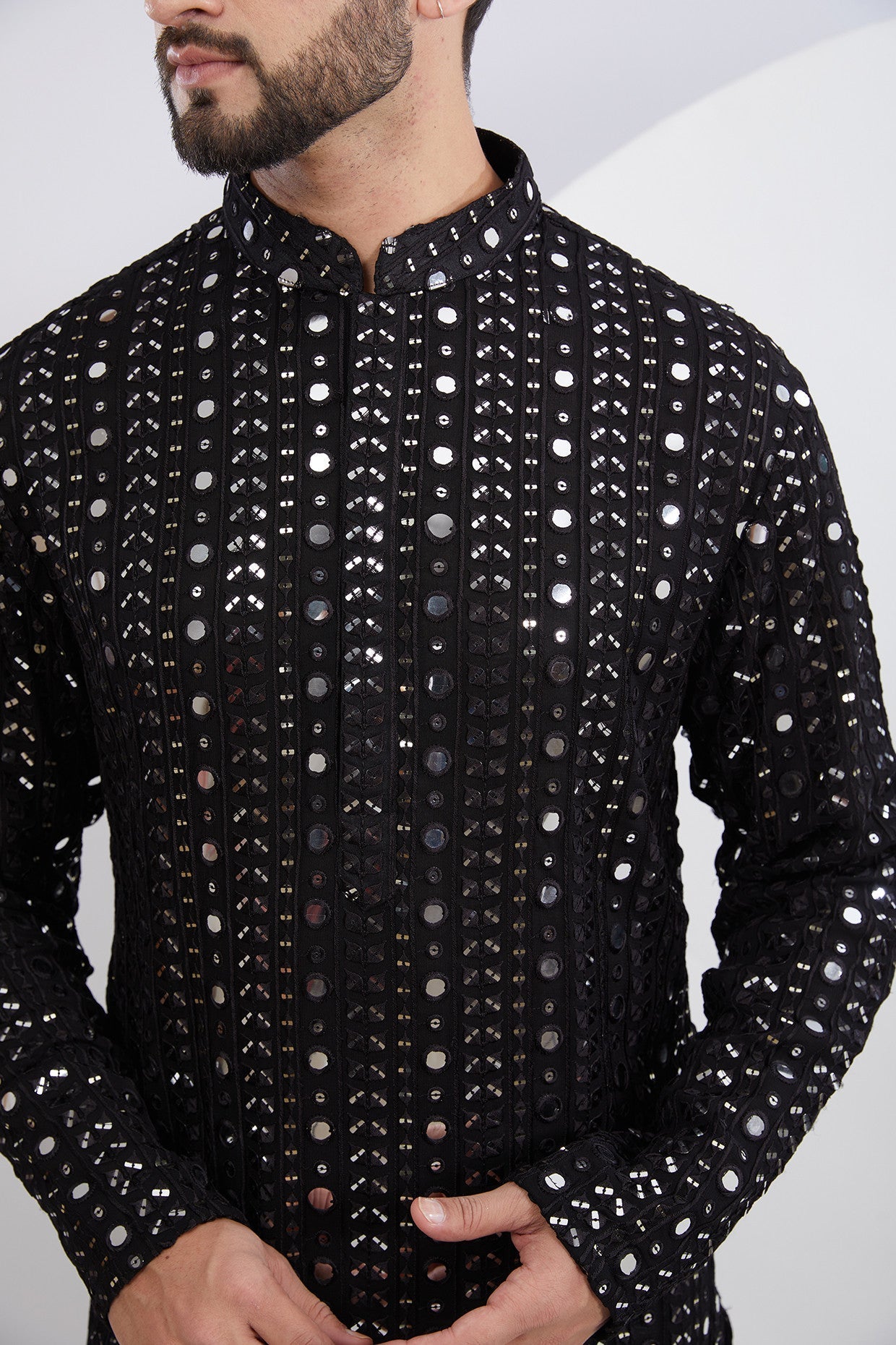 Black Mirrorwork Kurta - kasbahmen