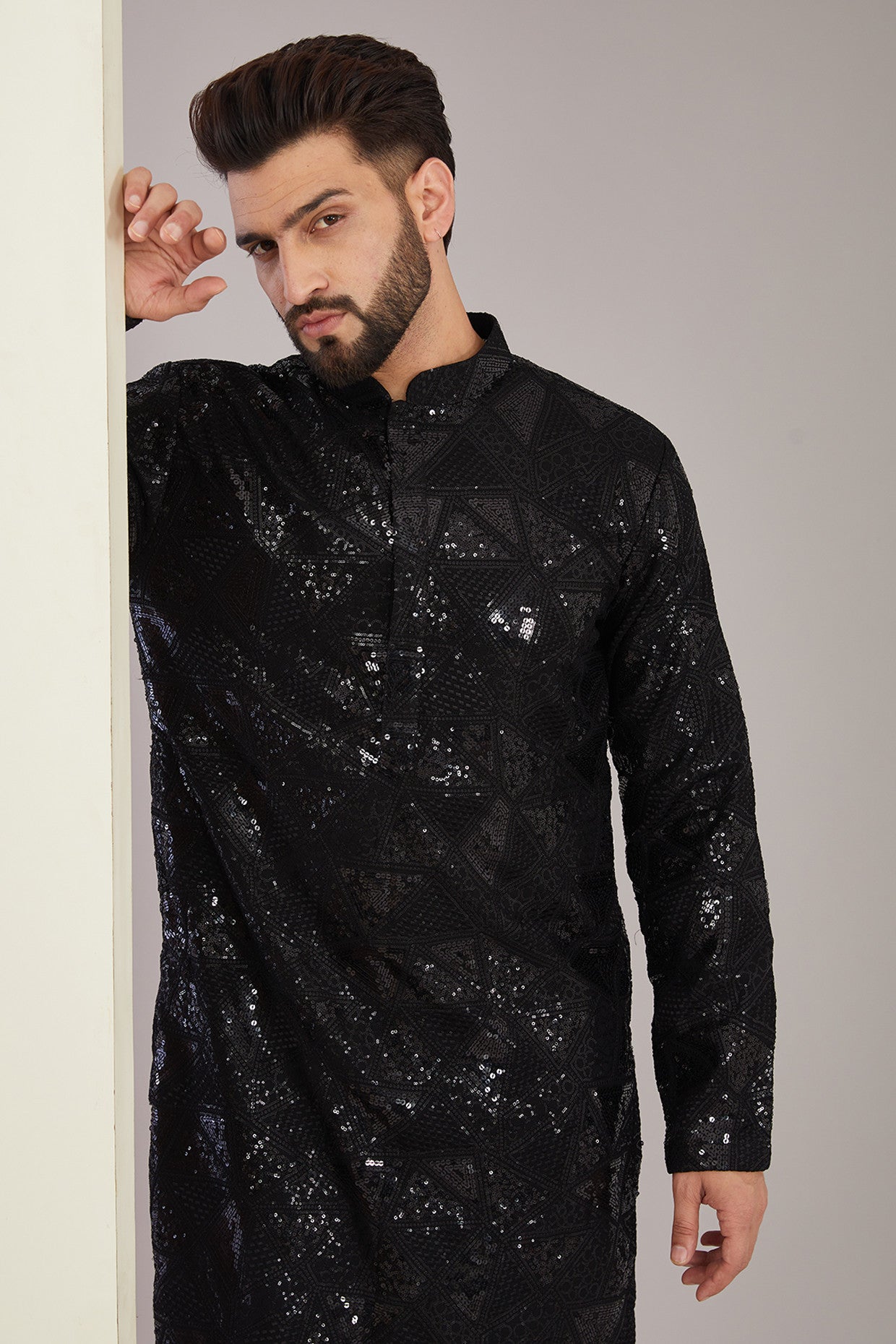 Black sequined kurta - kasbahmen