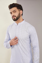 Purple ombre shaded chikankari kurta - kasbahmen