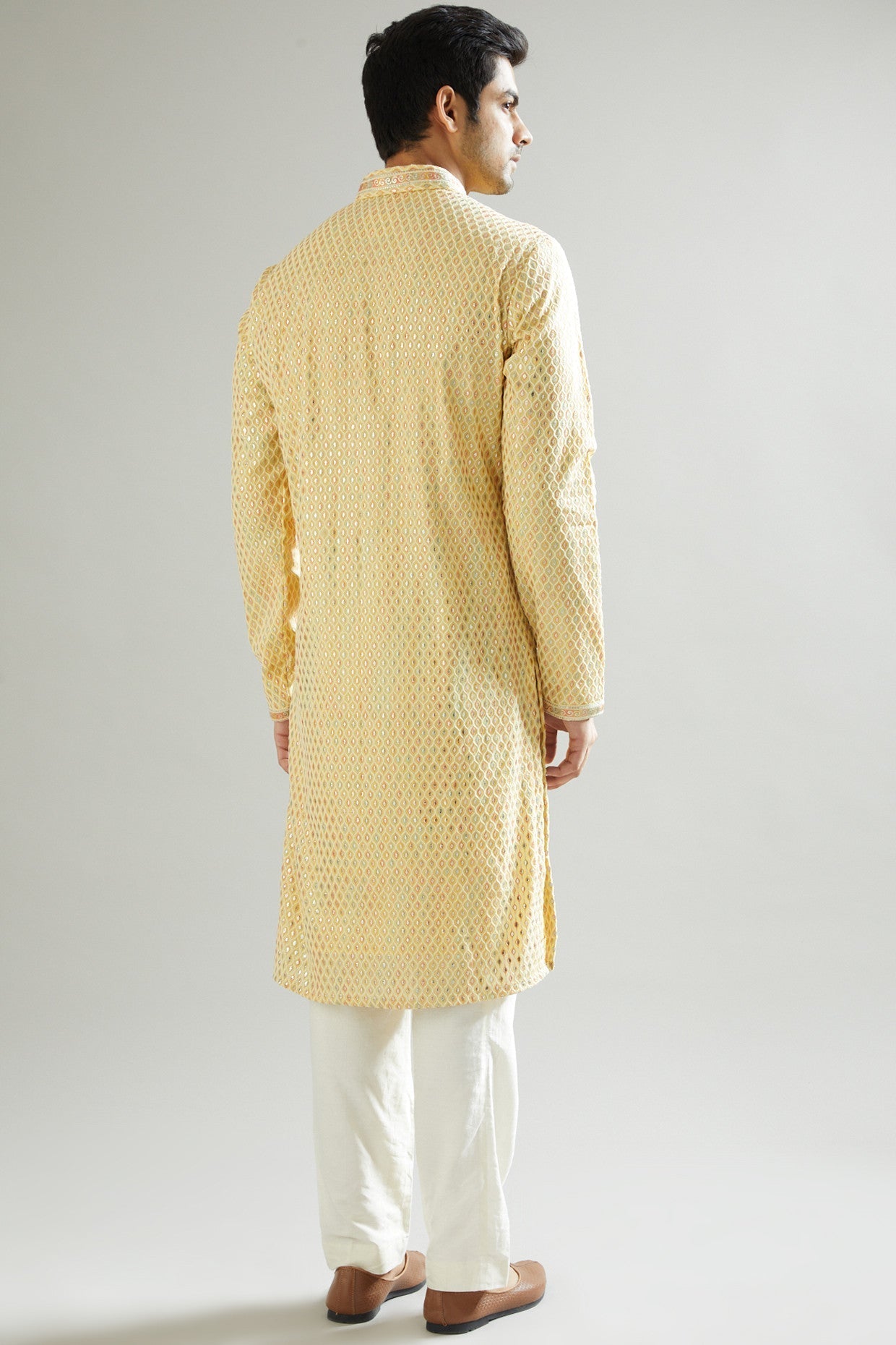 Yellow Embroidered Kurta - kasbahmen