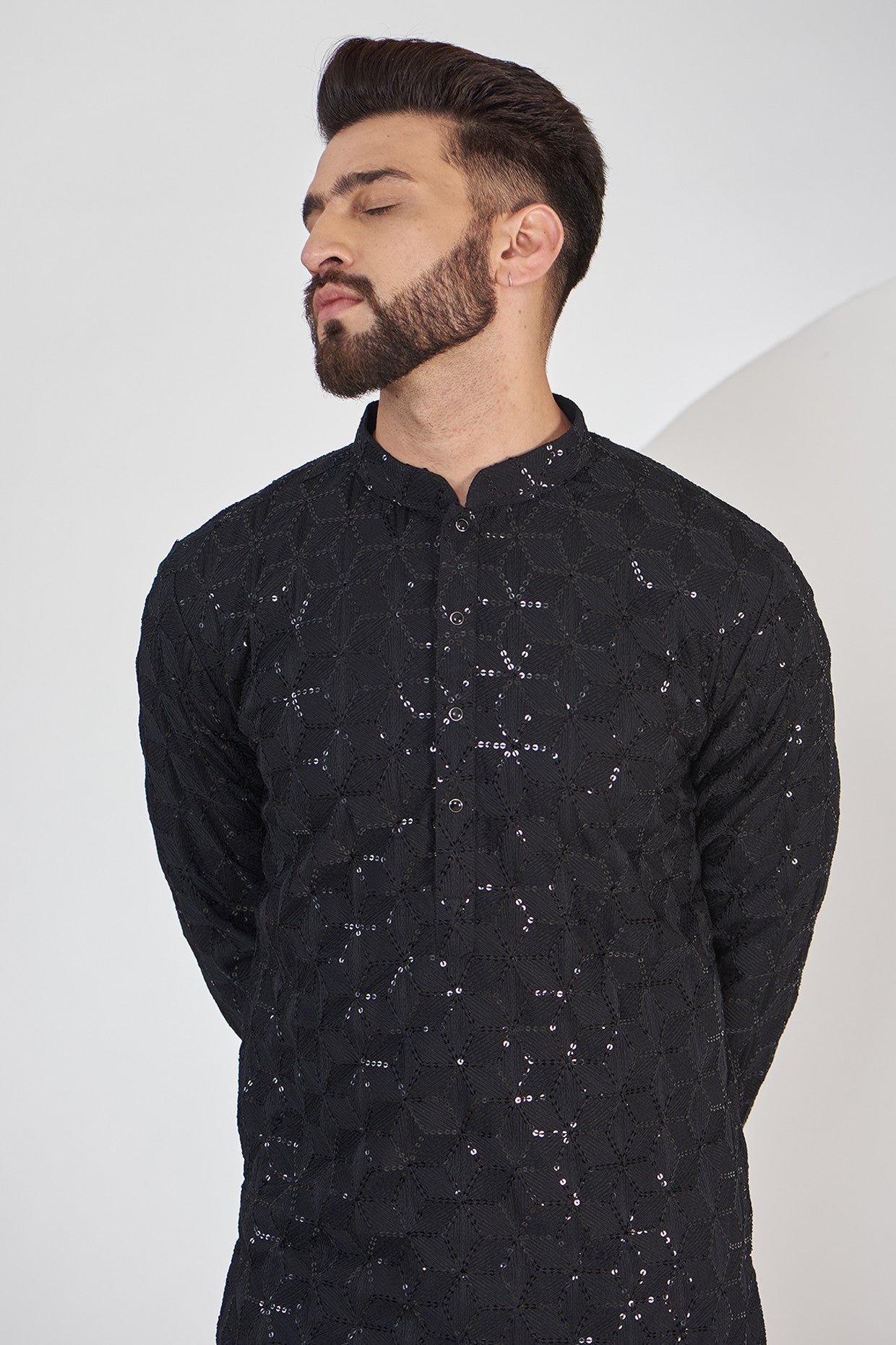 Black Chikankari Kurta - kasbahmen