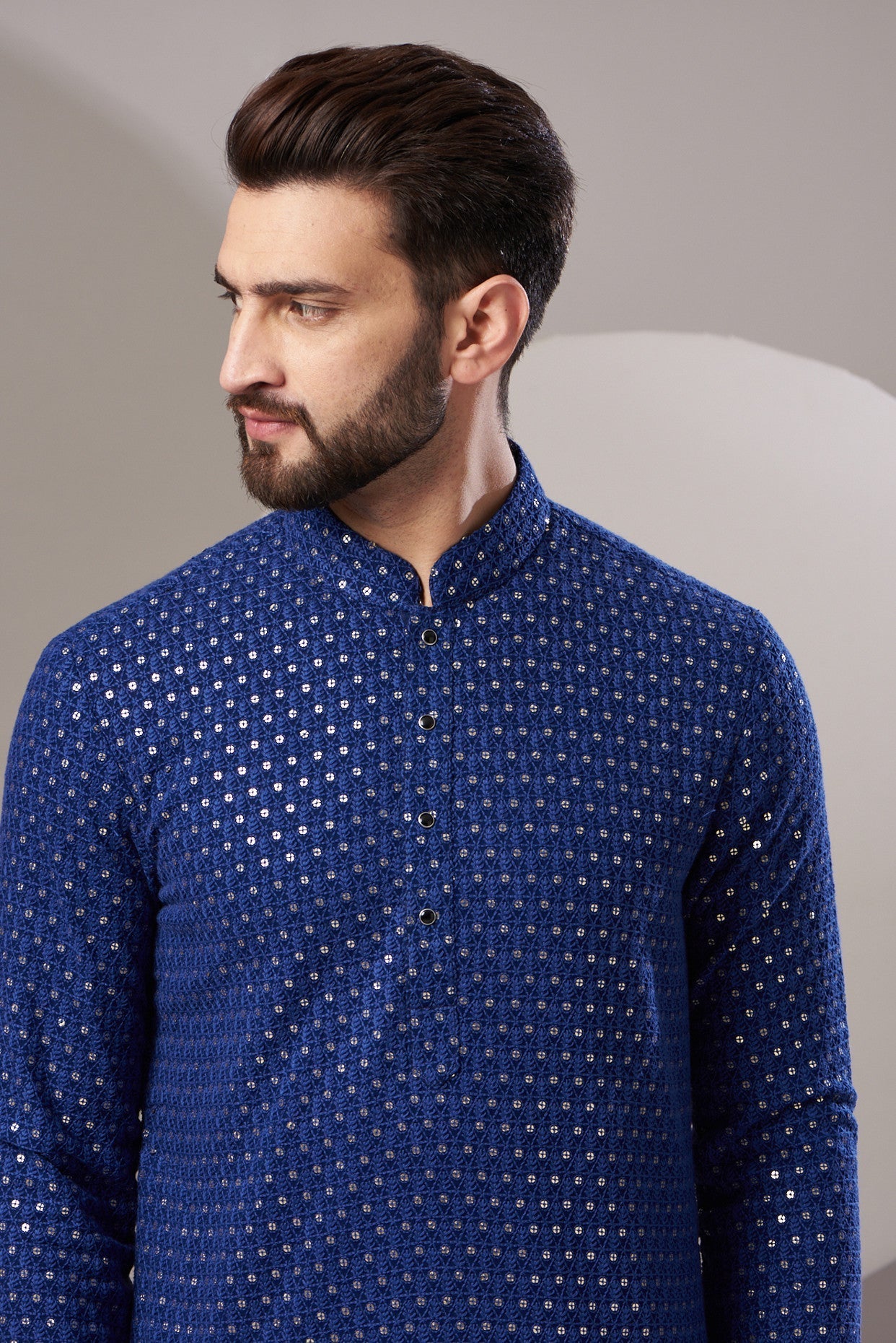 Formal navy blue embrodried kurta - kasbahmen