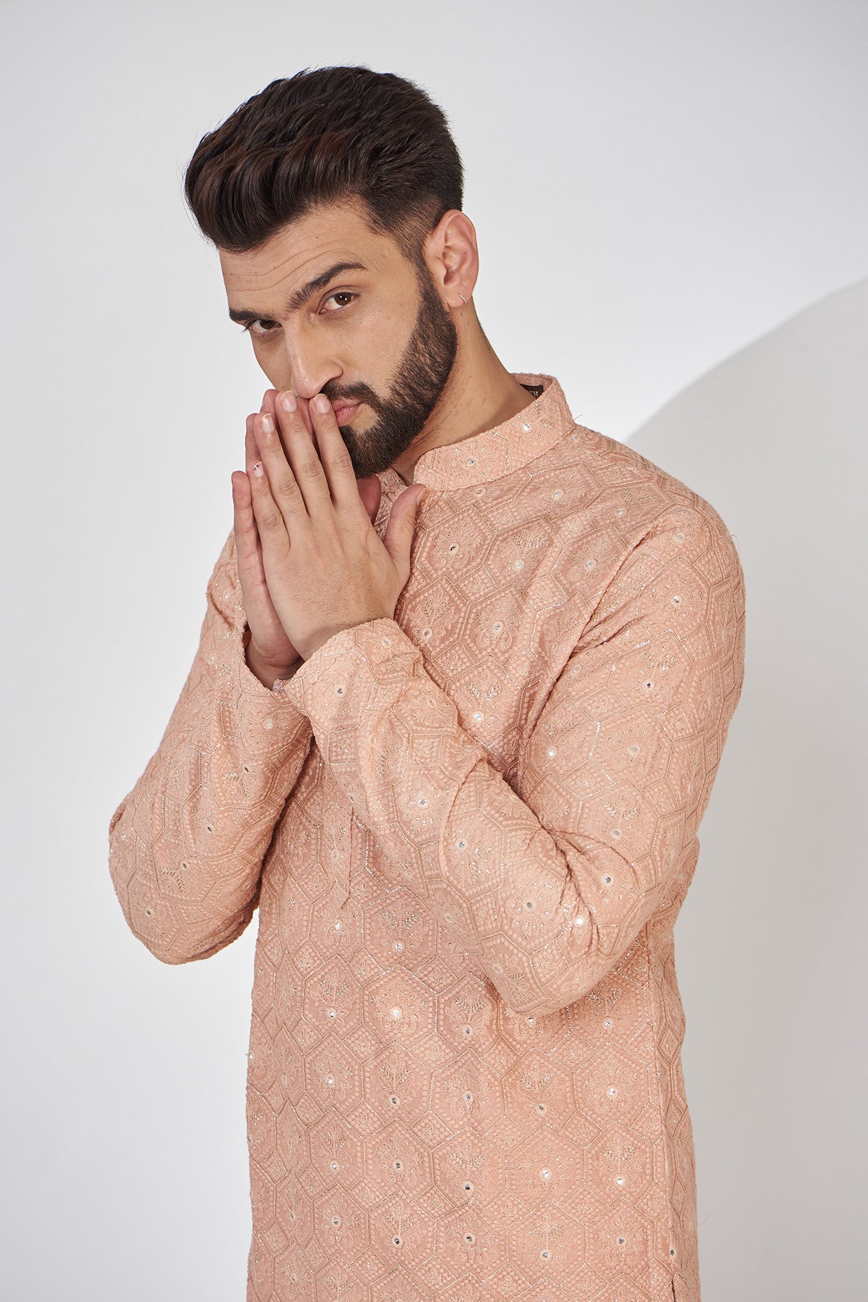 Peach Chikankari Kurta - kasbahmen