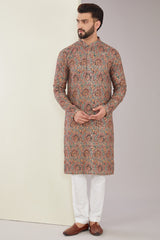 Floral Embroidered Kurta on Print - kasbahmen