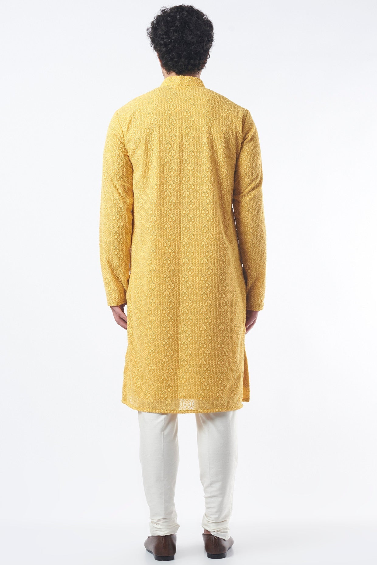 Mustard Embroidered Kurta - kasbahmen