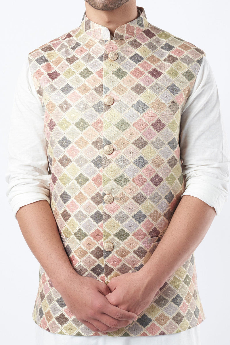 Mint Green Embroidered Bundi Jacket