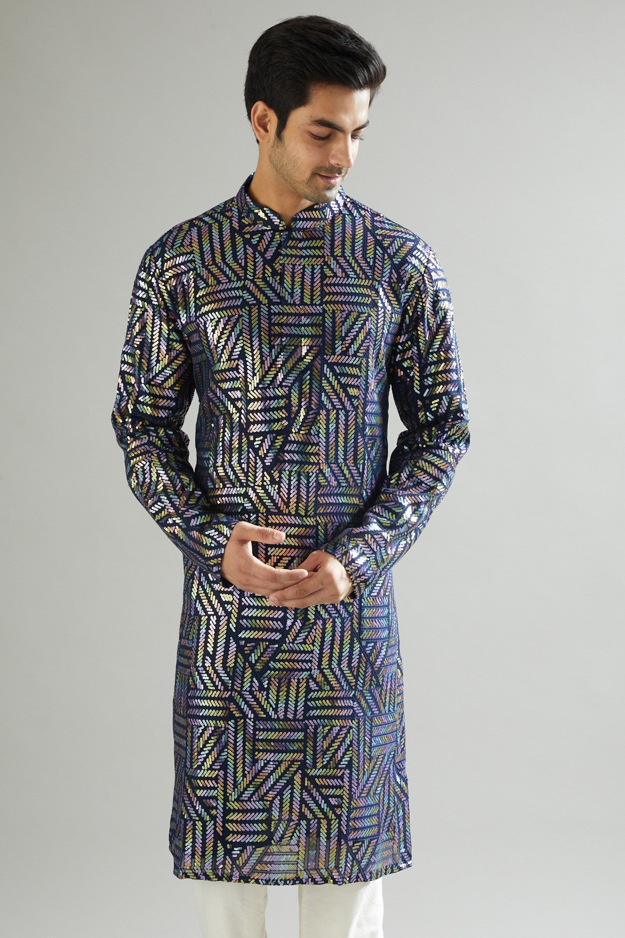 Cobalt Blue Embroidered Kurta - kasbahmen