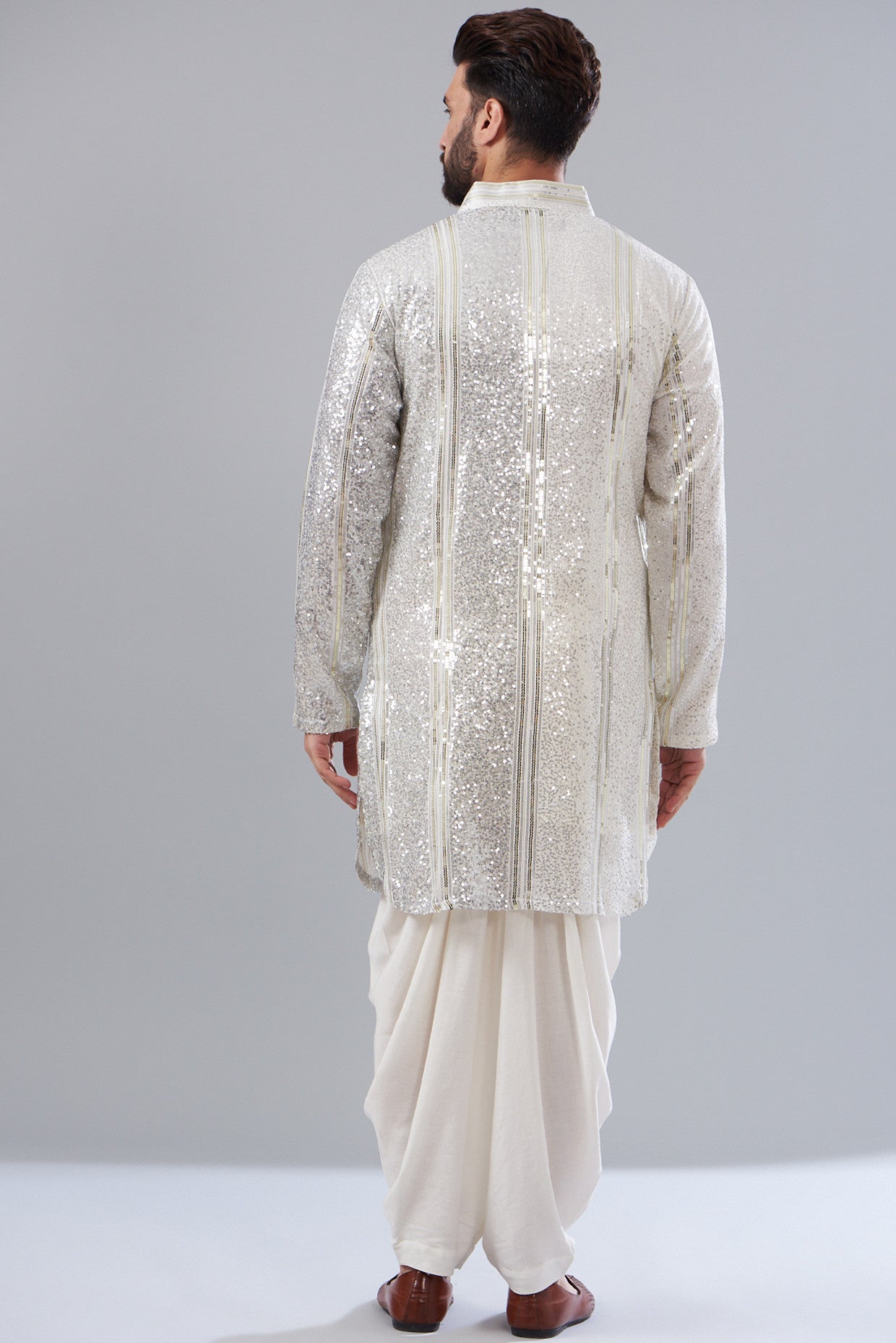 Silver sequenced pathani kurta - kasbahmen