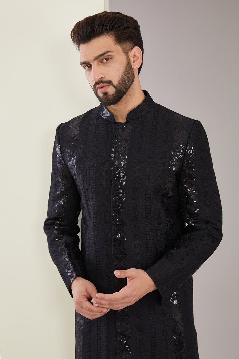 Formal Black Sequence Sherwani - kasbahmen