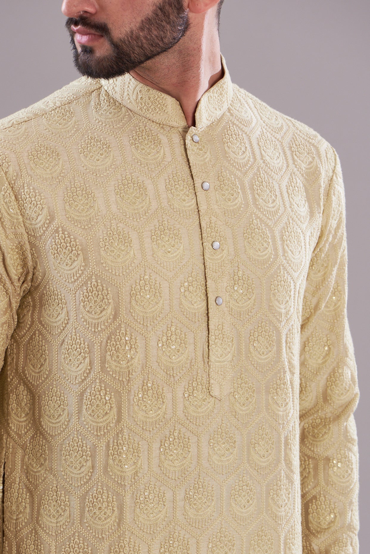 Cream threadwork kurta - kasbahmen