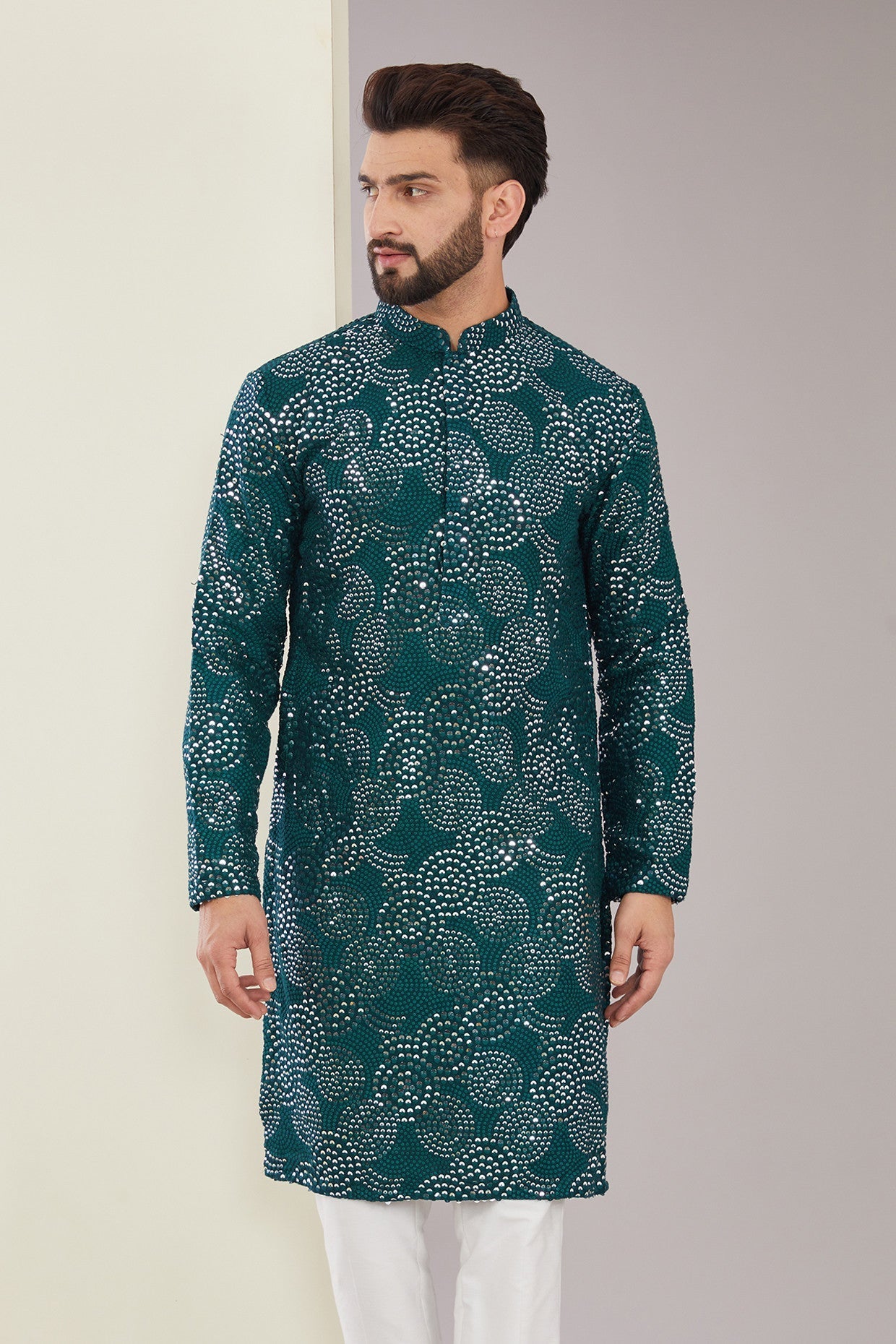 Teal Sequins Kurta - kasbahmen