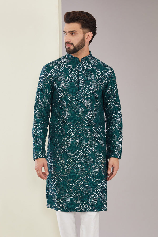 Teal Sequins Kurta