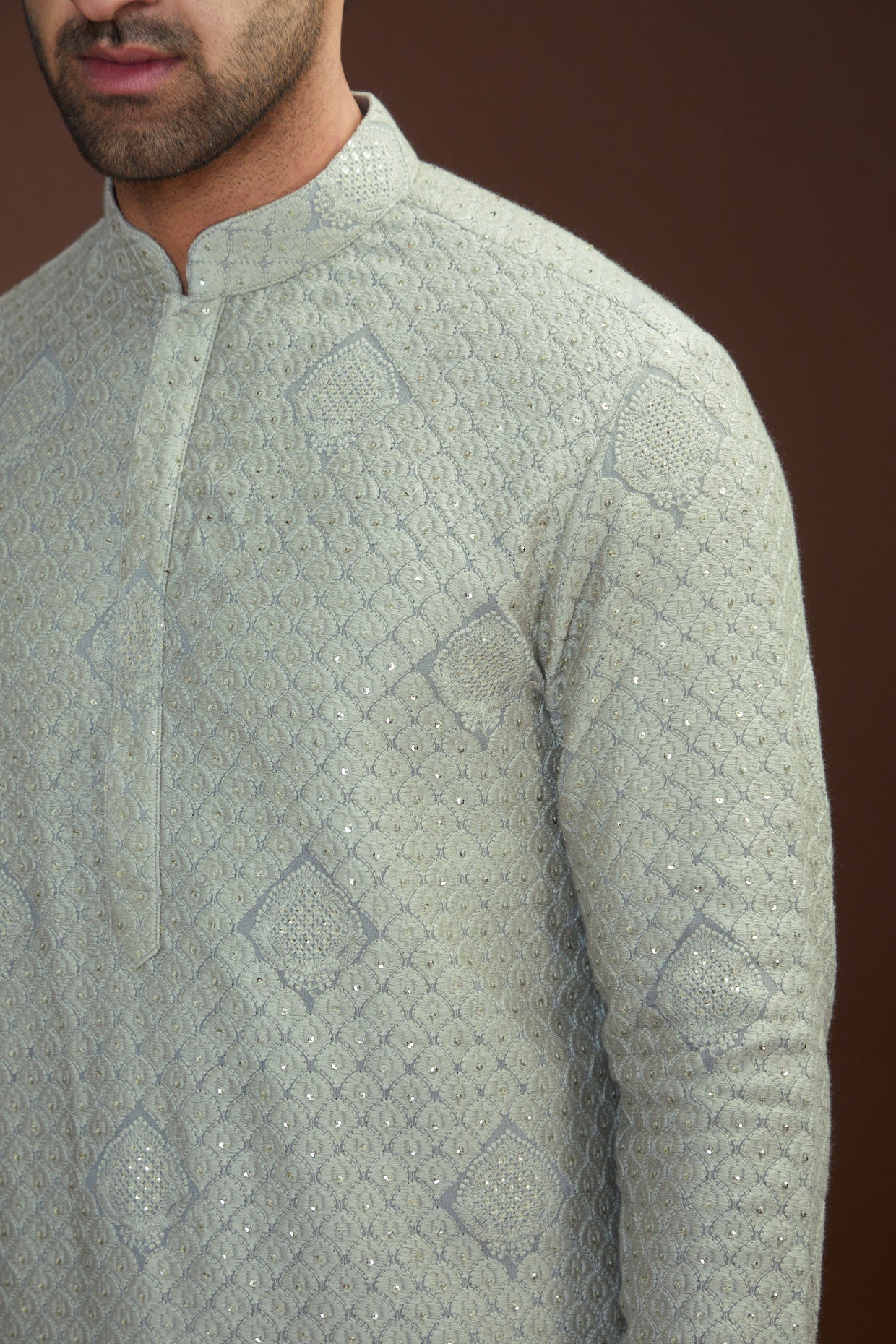 Grey chikankari kurta - kasbahmen