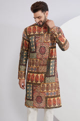 Multi Embroidered kurta with Kalamkari Kashmiri Print - kasbahmen