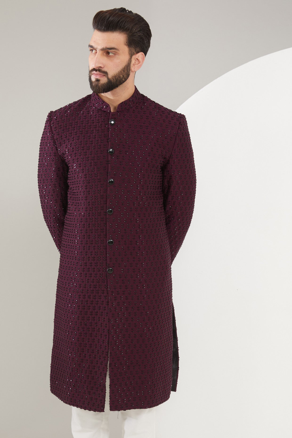 Maroon/Wine Cut-dana Sherwani - kasbahmen