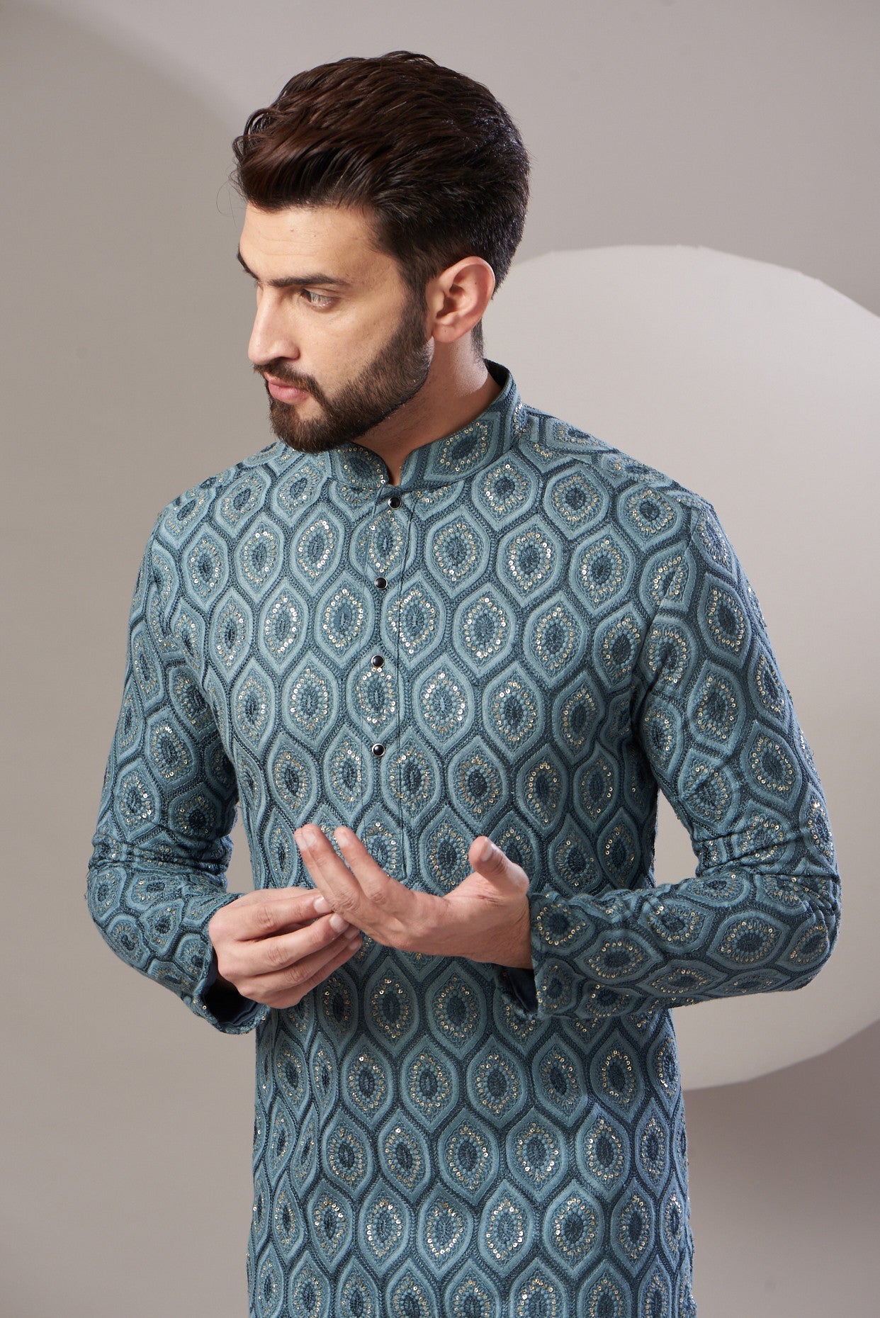 Formal teal blue dual toned kurta - kasbahmen