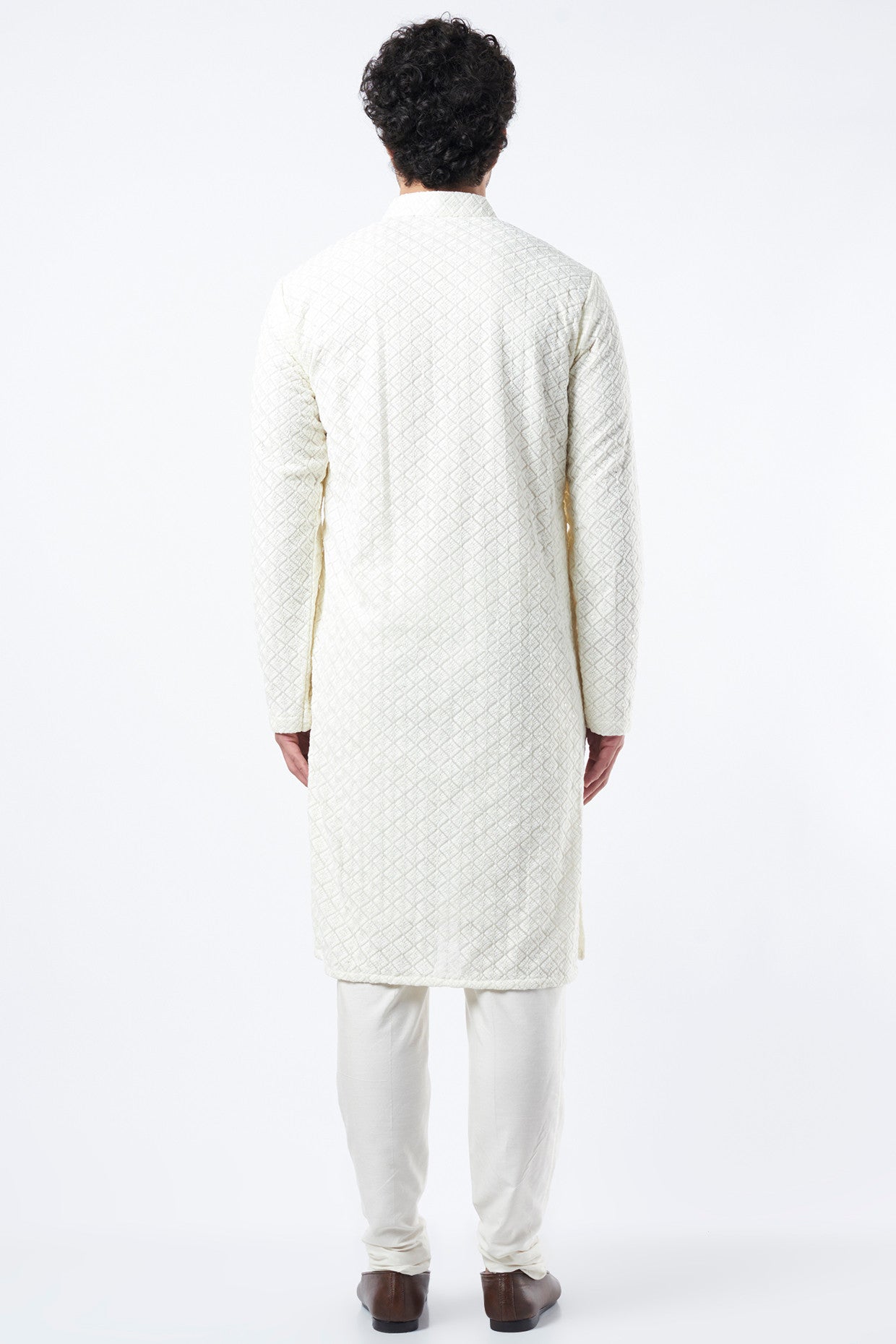 White Kurta In Georgette - kasbahmen