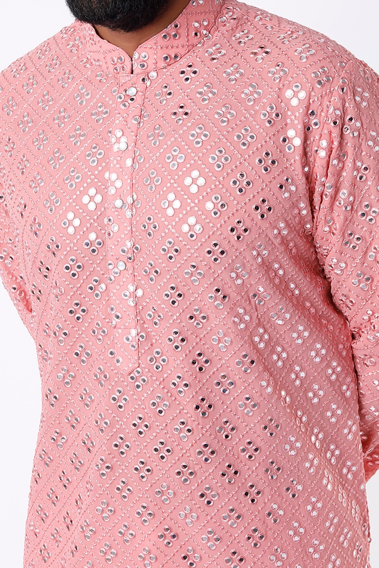 Dark Peach Mirror Work Kurta - kasbahmen