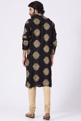 Black Embroidered Kurta - kasbahmen