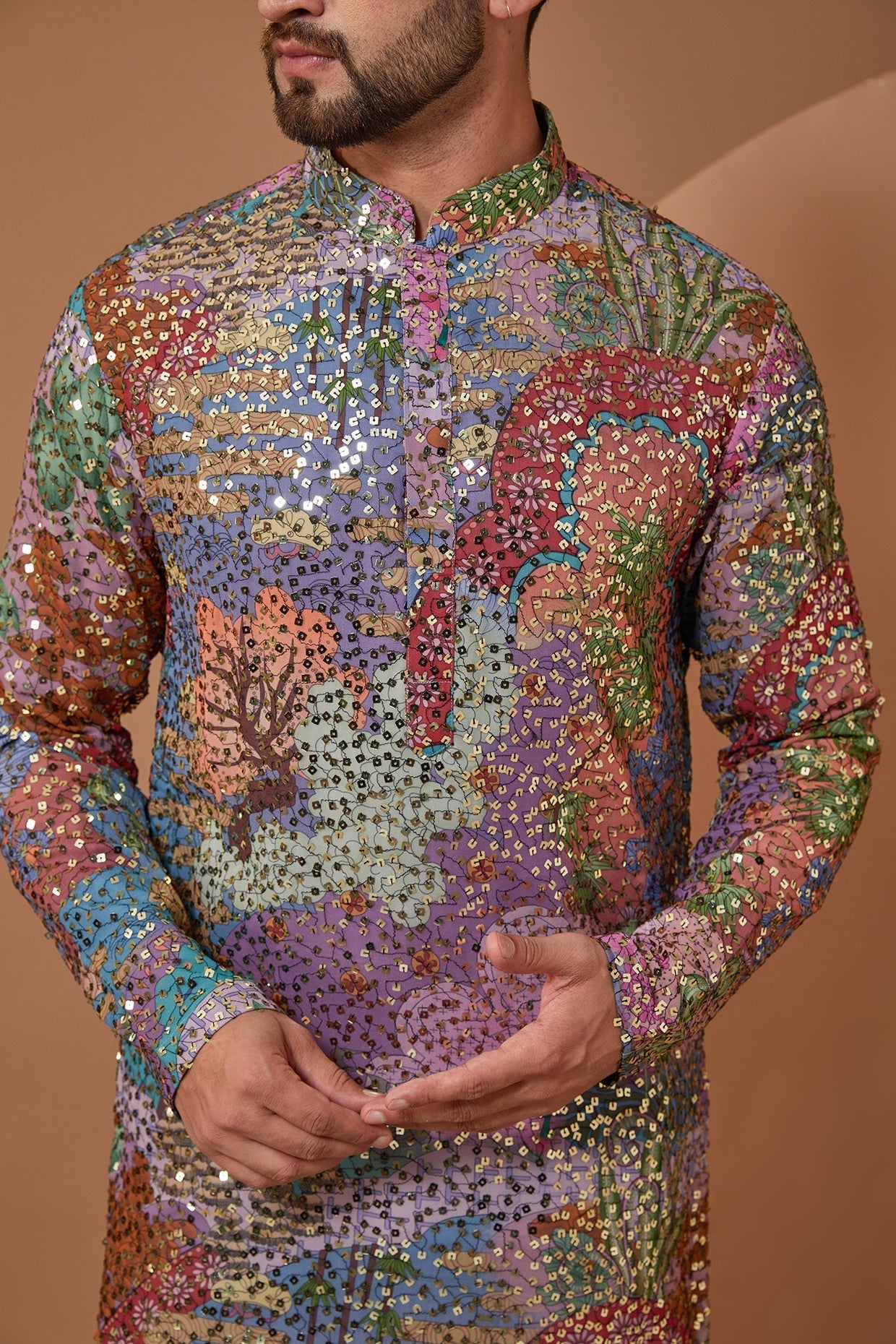 Abstract Sequin Embellished Kurta - kasbahmen