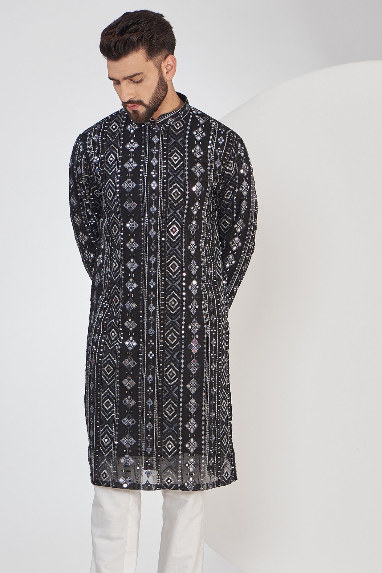 Black mirror work kurta - kasbahmen