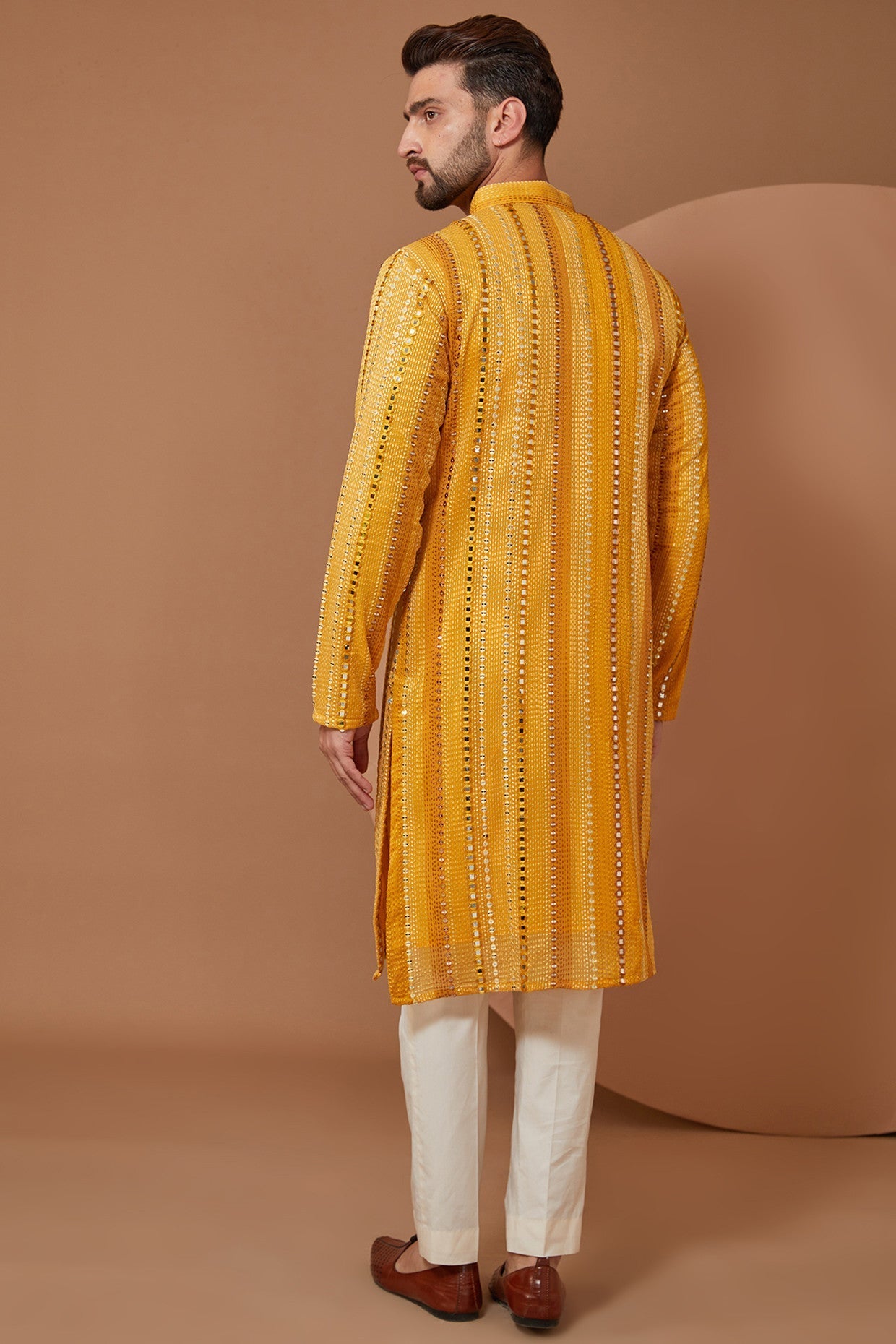 Mustard Mirrorwork Kurta - kasbahmen