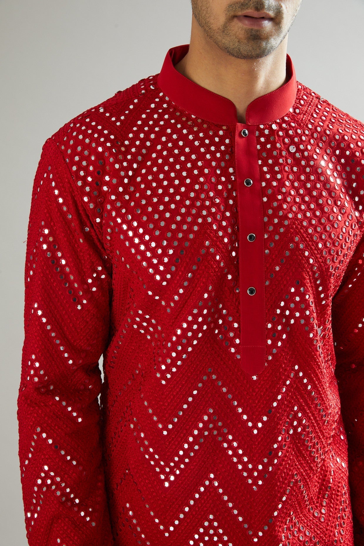 Red Embroidered Kurta - kasbahmen