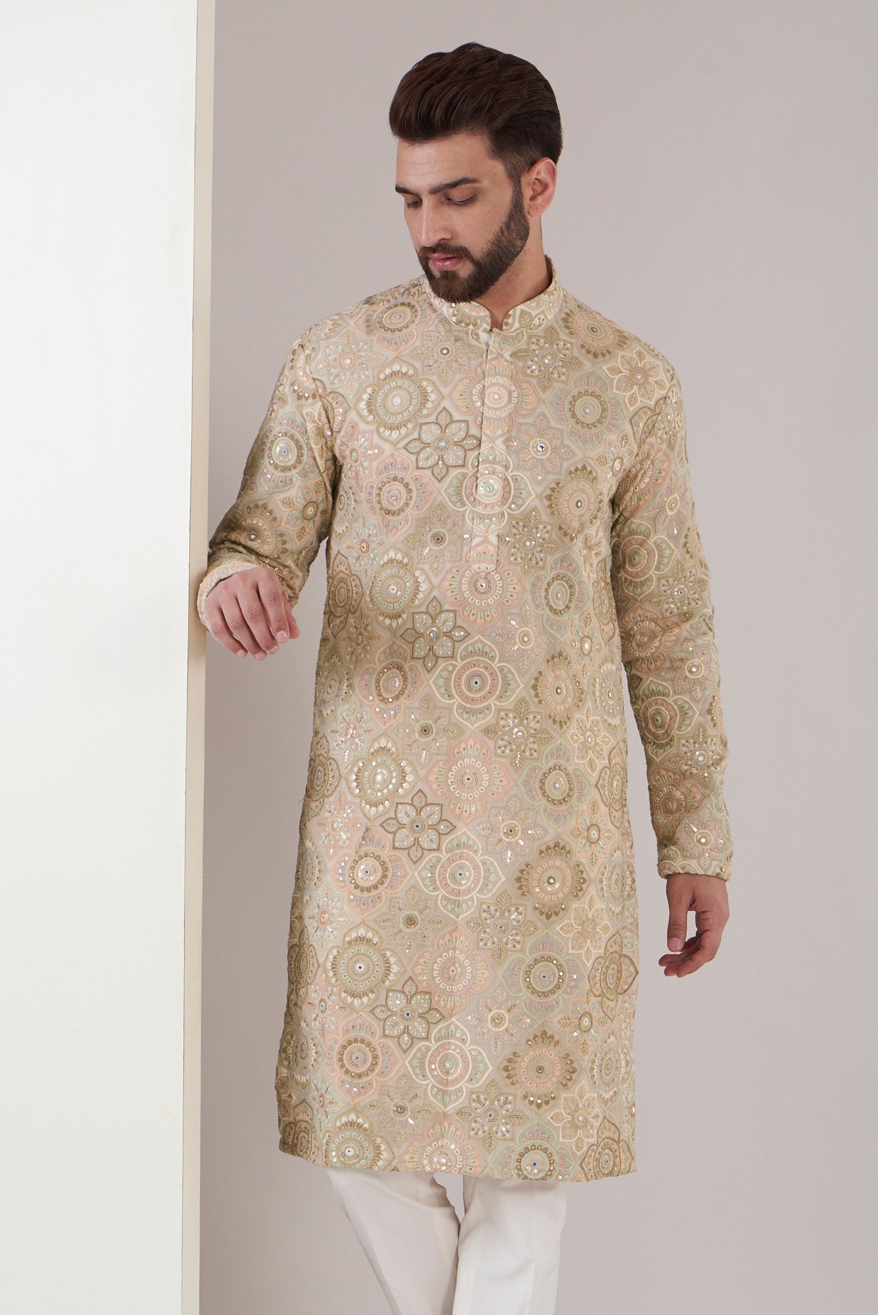 Creamish Beige chikankari kurta - kasbahmen