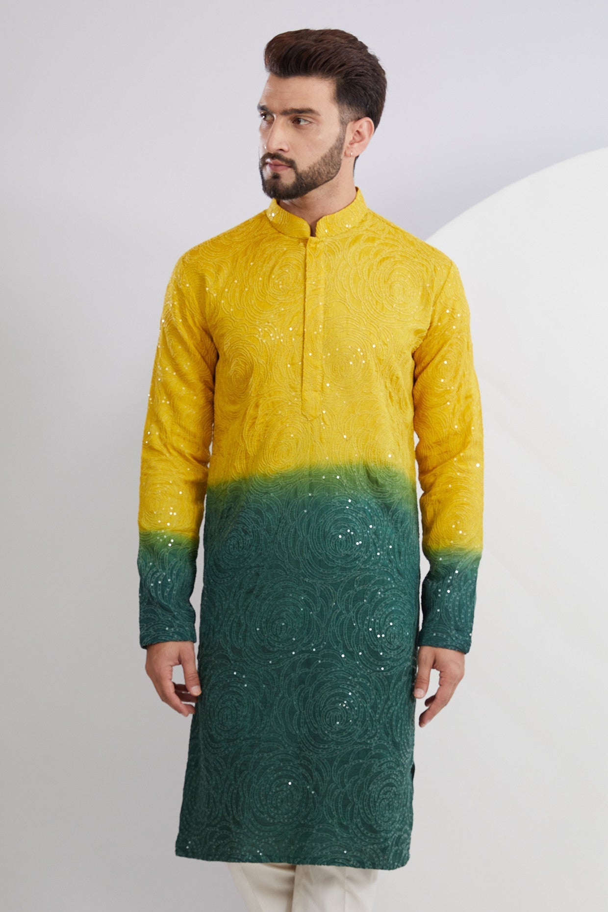 Yellow Green Ombre Kurta - kasbahmen