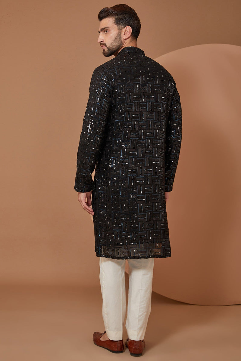 Black Sequened Kurta - kasbahmen