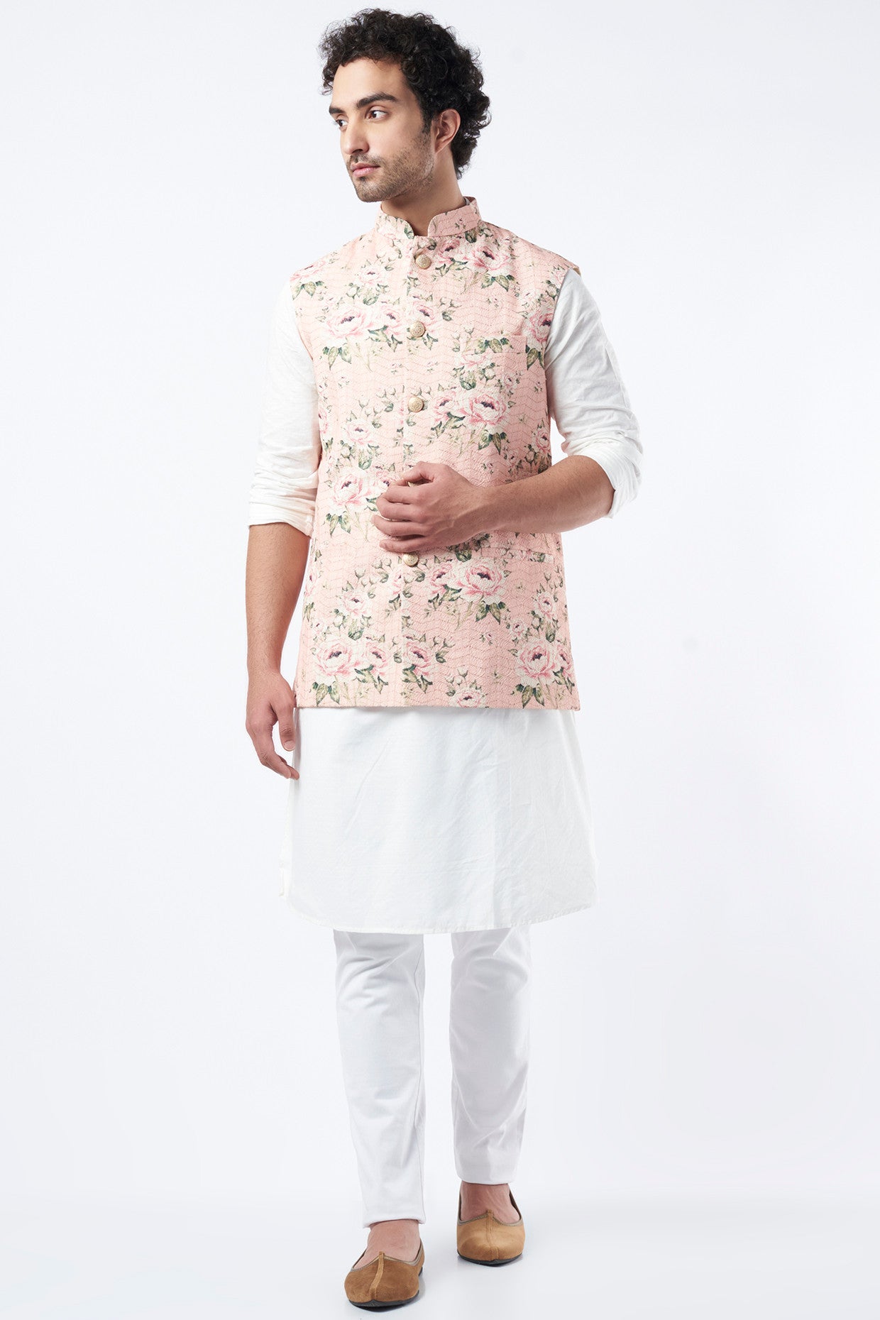 Blush Pink Silk Bundi Jacket - kasbahmen